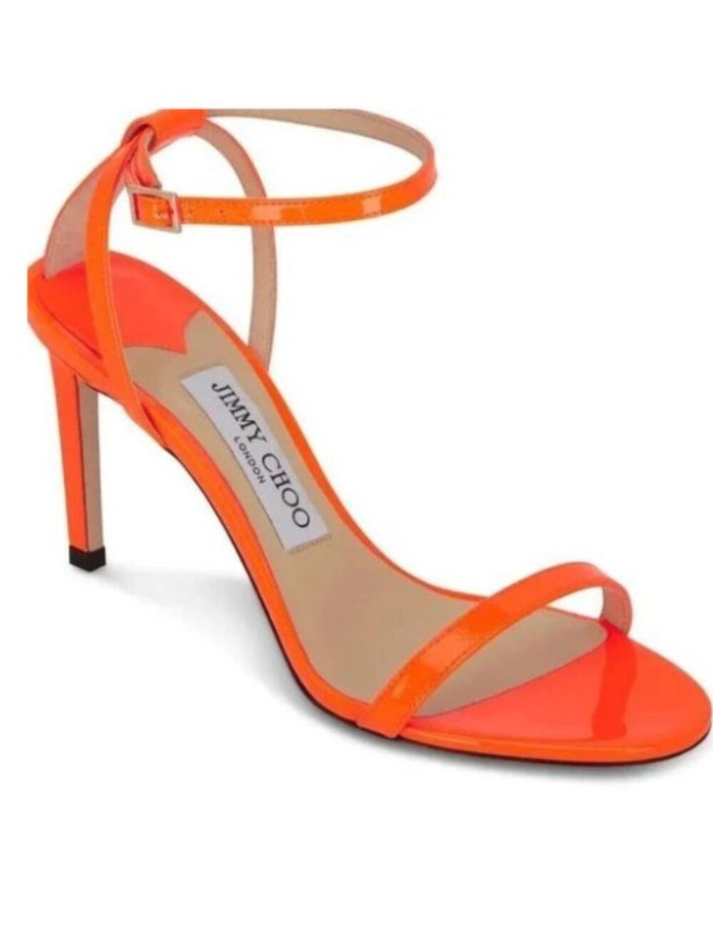 Jimmy Choo Minny Size 35.5 Neon Orange Ankle Strap Heels Sandals